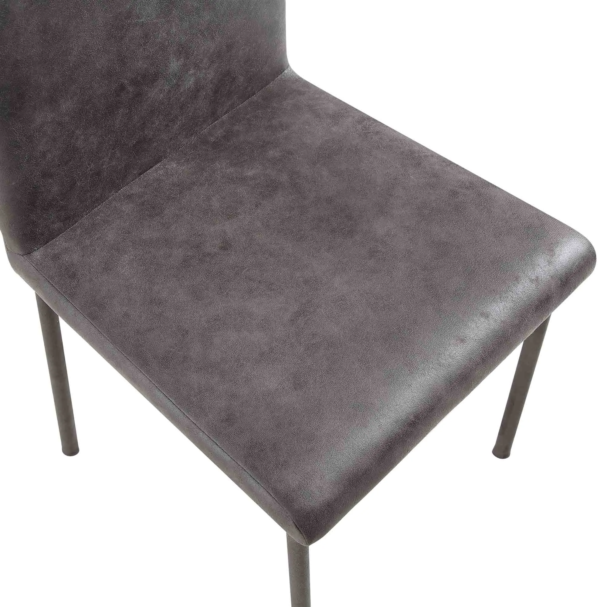 Fernie Set of 2 Steel Grey Vegan Leather Dining Chairs with Upholstered Legs