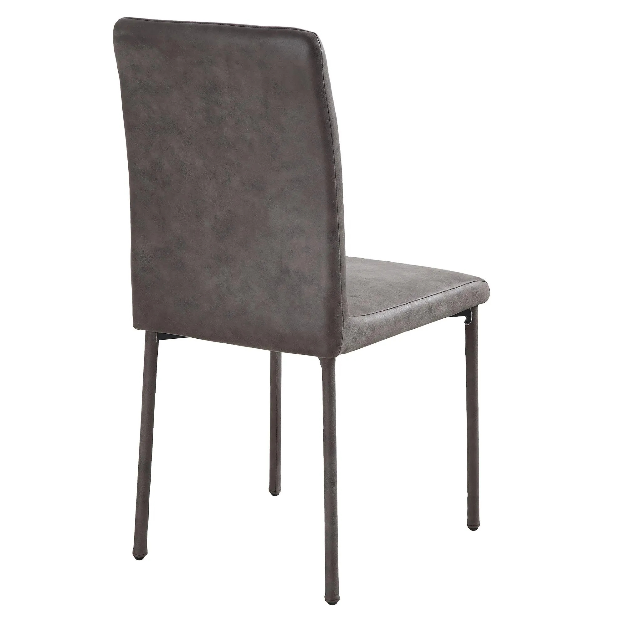 Fernie Set of 2 Steel Grey Vegan Leather Dining Chairs with Upholstered Legs