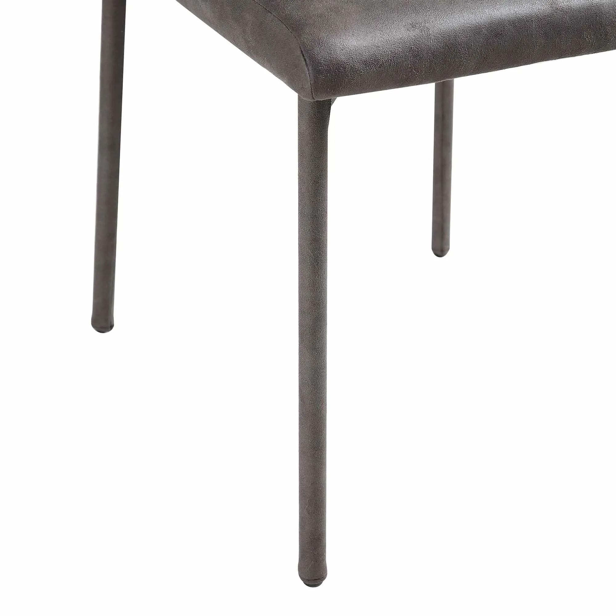 Fernie Set of 2 Steel Grey Vegan Leather Dining Chairs with Upholstered Legs