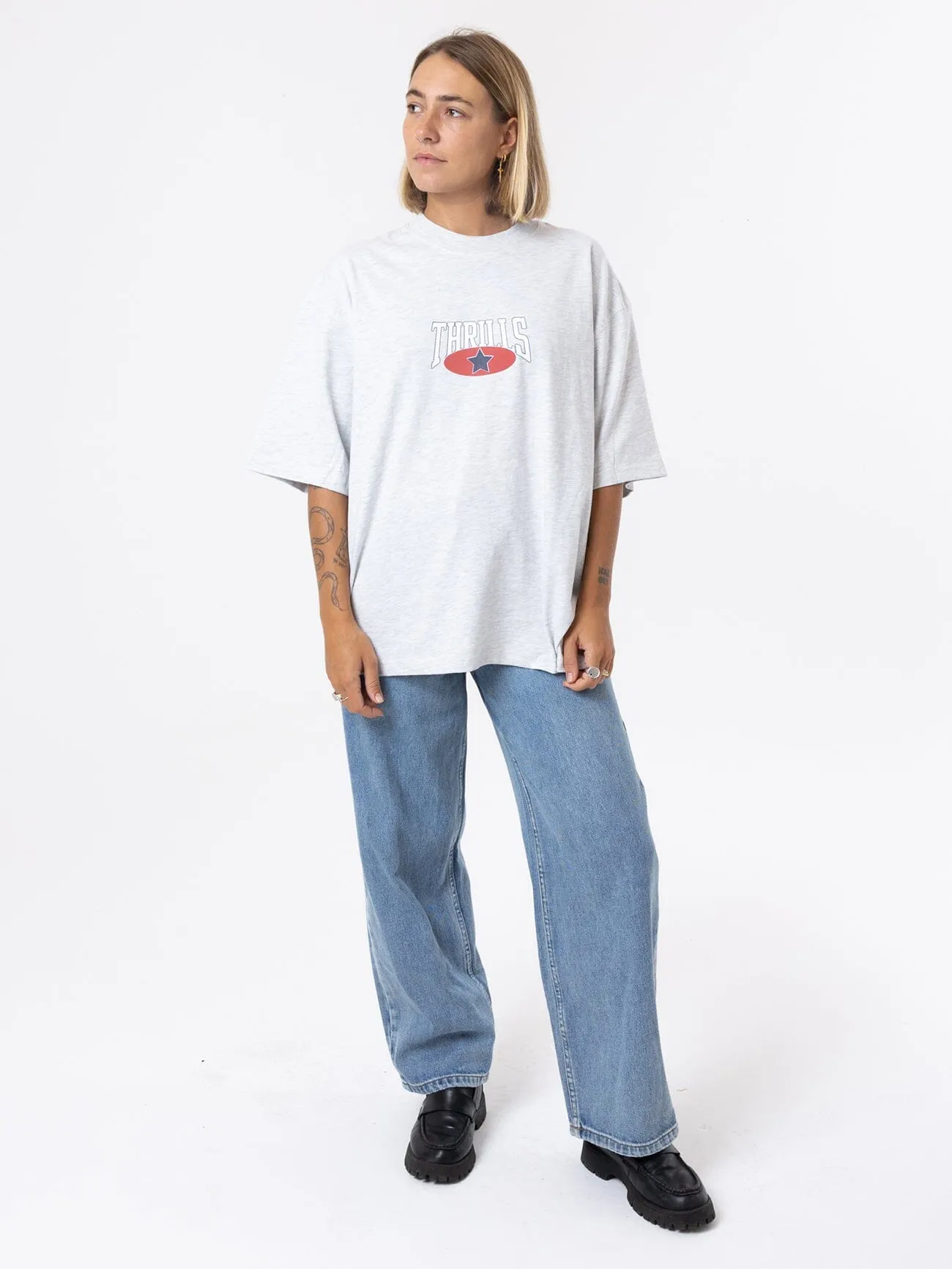 Full Ride Oversized Tee - White Marle