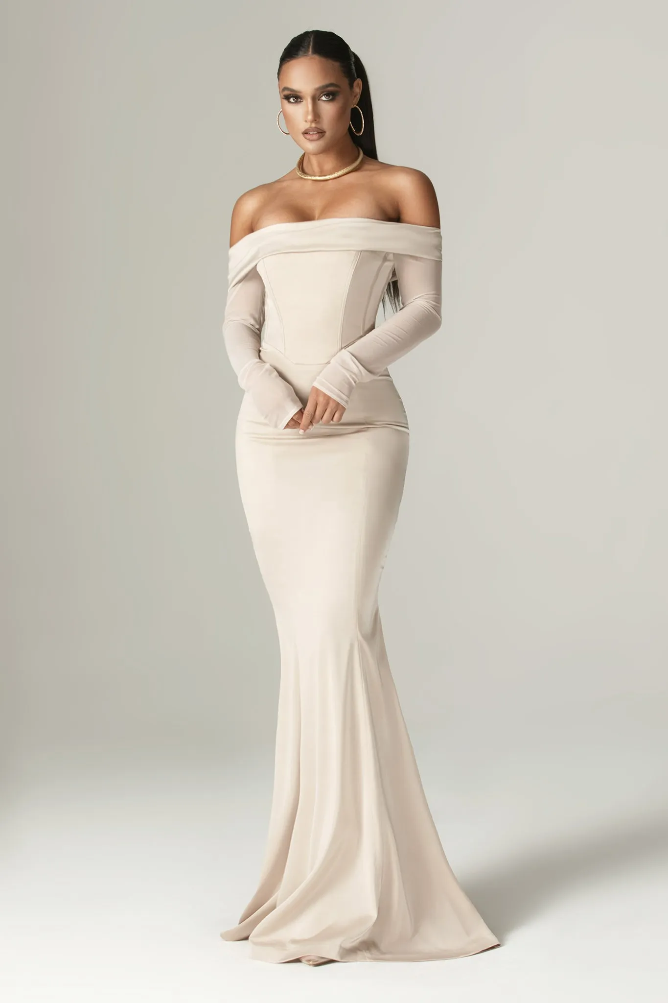 Giulia Mermaid Corset Gown (Champagne)