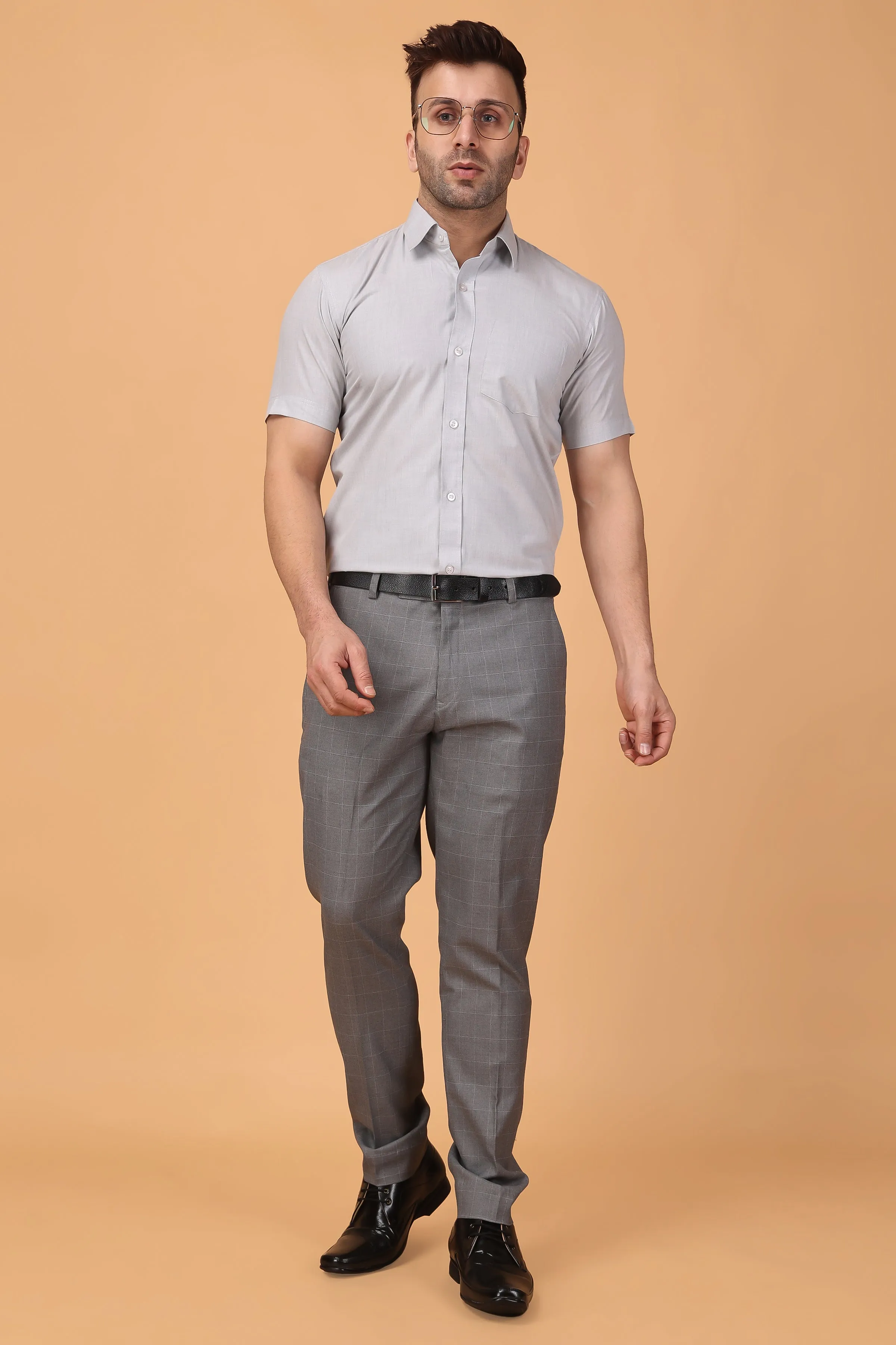 Grey Essential Solid Cotton Shirt