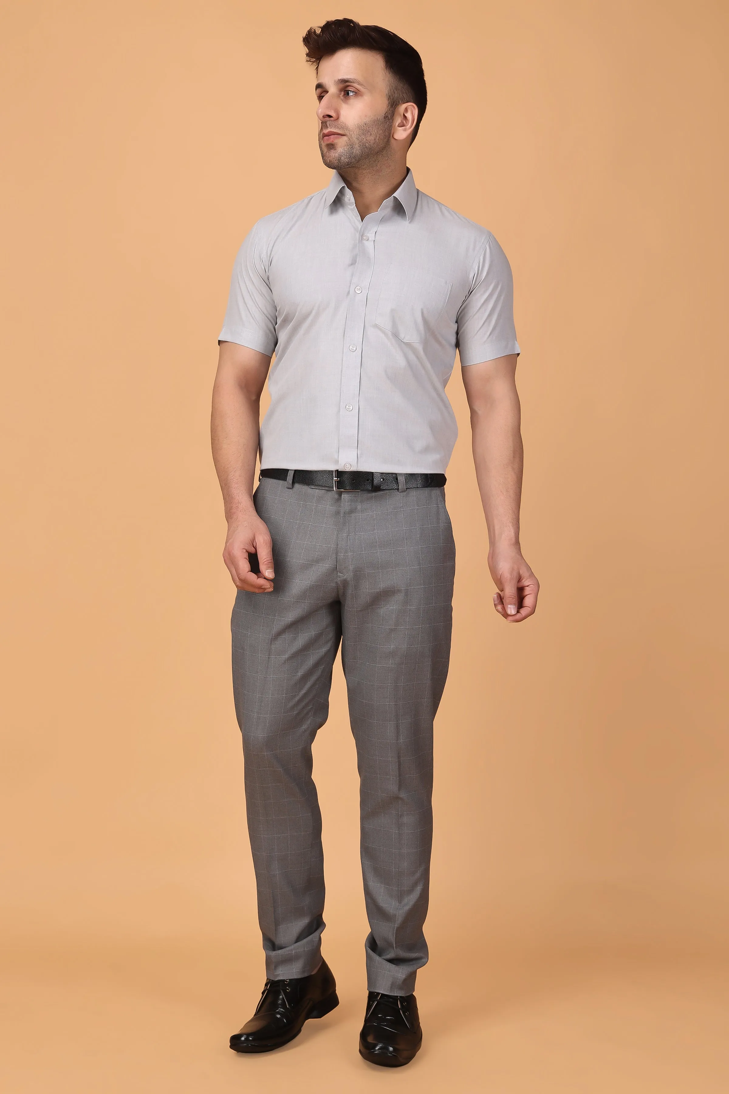 Grey Essential Solid Cotton Shirt