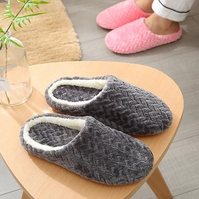 Groovywish Men Anti-slip Warm Soft Winter Home Slippers