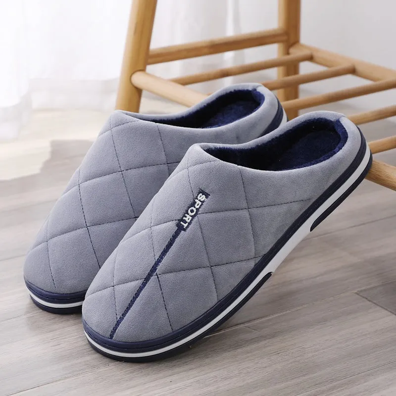 Groovywish Short Plush Men Winter Slippers Big Size Family Shoes