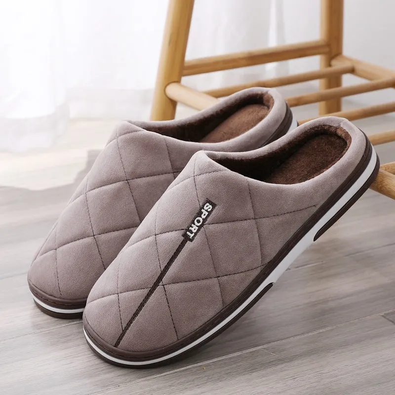 Groovywish Short Plush Men Winter Slippers Big Size Family Shoes