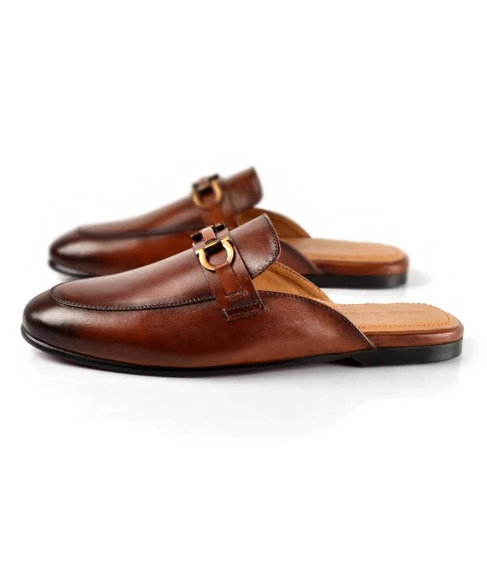 Leather Bit Mule - Cognac