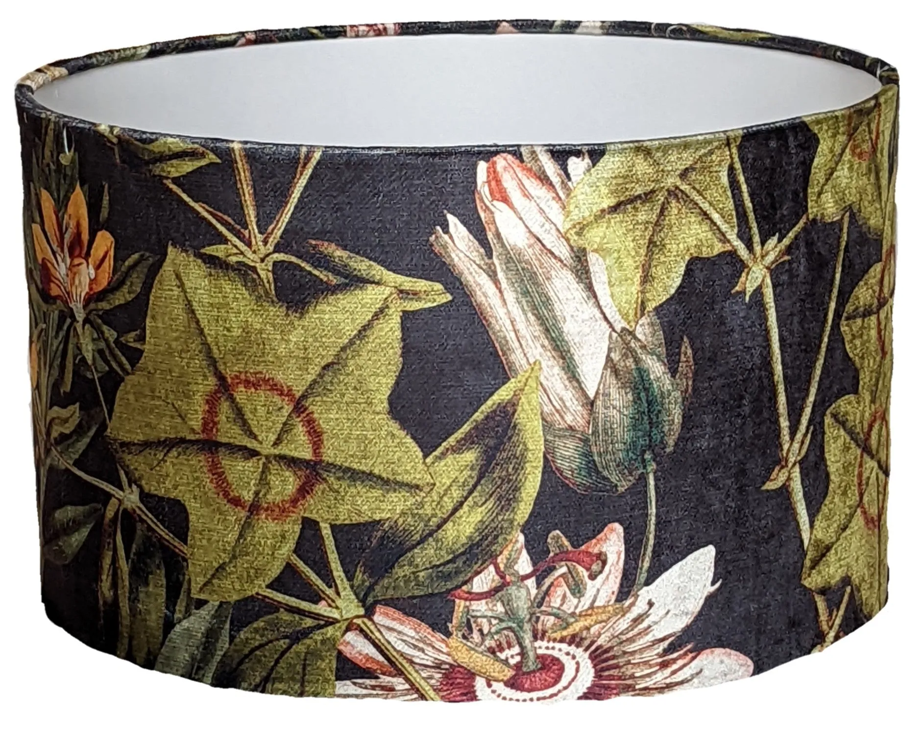 Midnight, green velvet passion flower lampshade for a ceiling pendant -  20cm, 30cm and 40cm