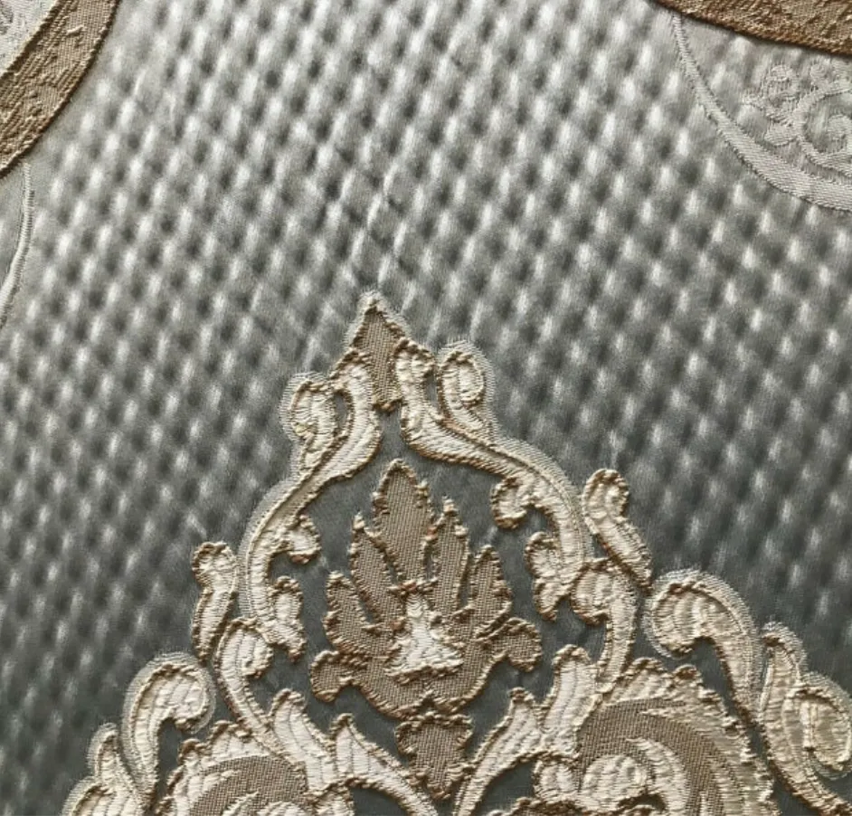 NEW King Eliot Antique Inspired Eggshell Silver Blue Satin Brocade Upholstery Fabric