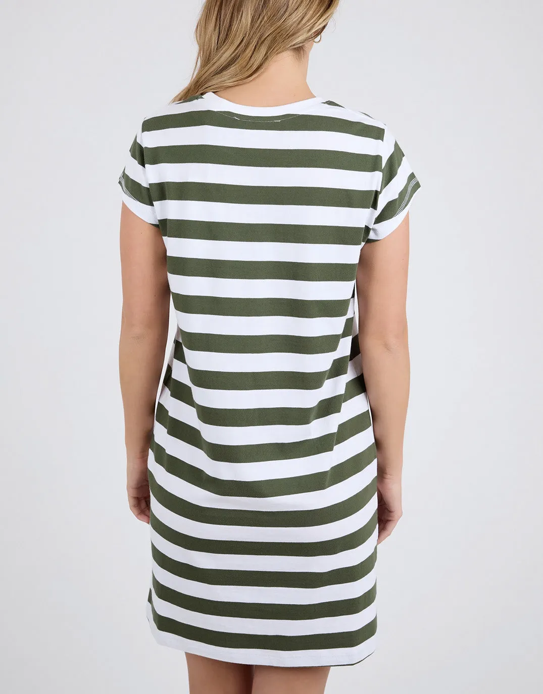 Signature Stripe Tee Dress - Khaki/White Stripe