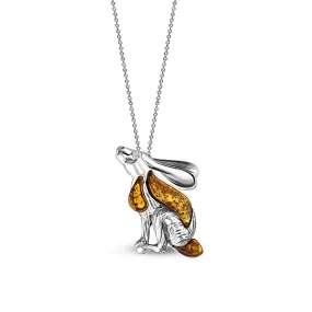 Sterling Silver Amber Hare Pendant