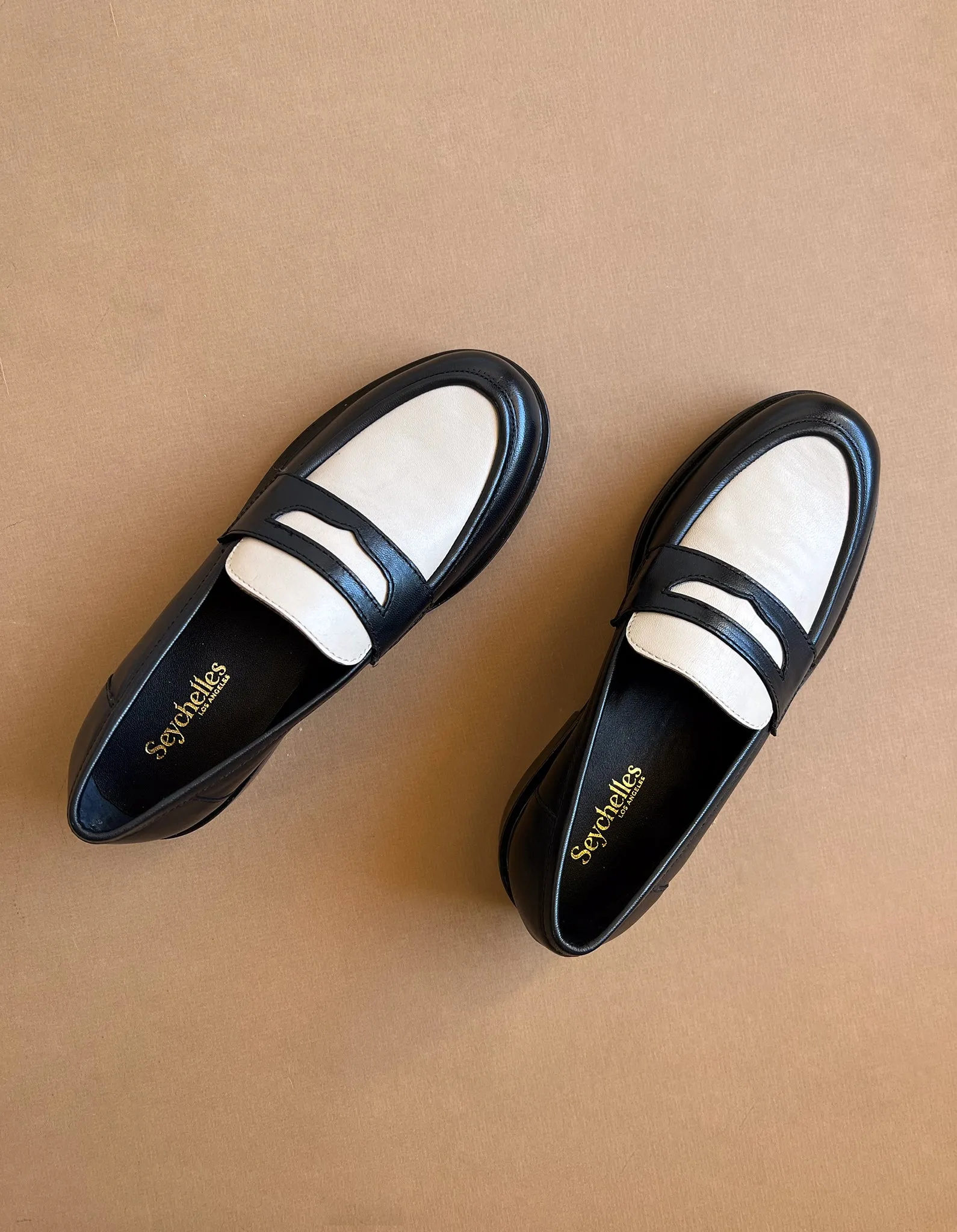 Superior Black   White Leather Loafers