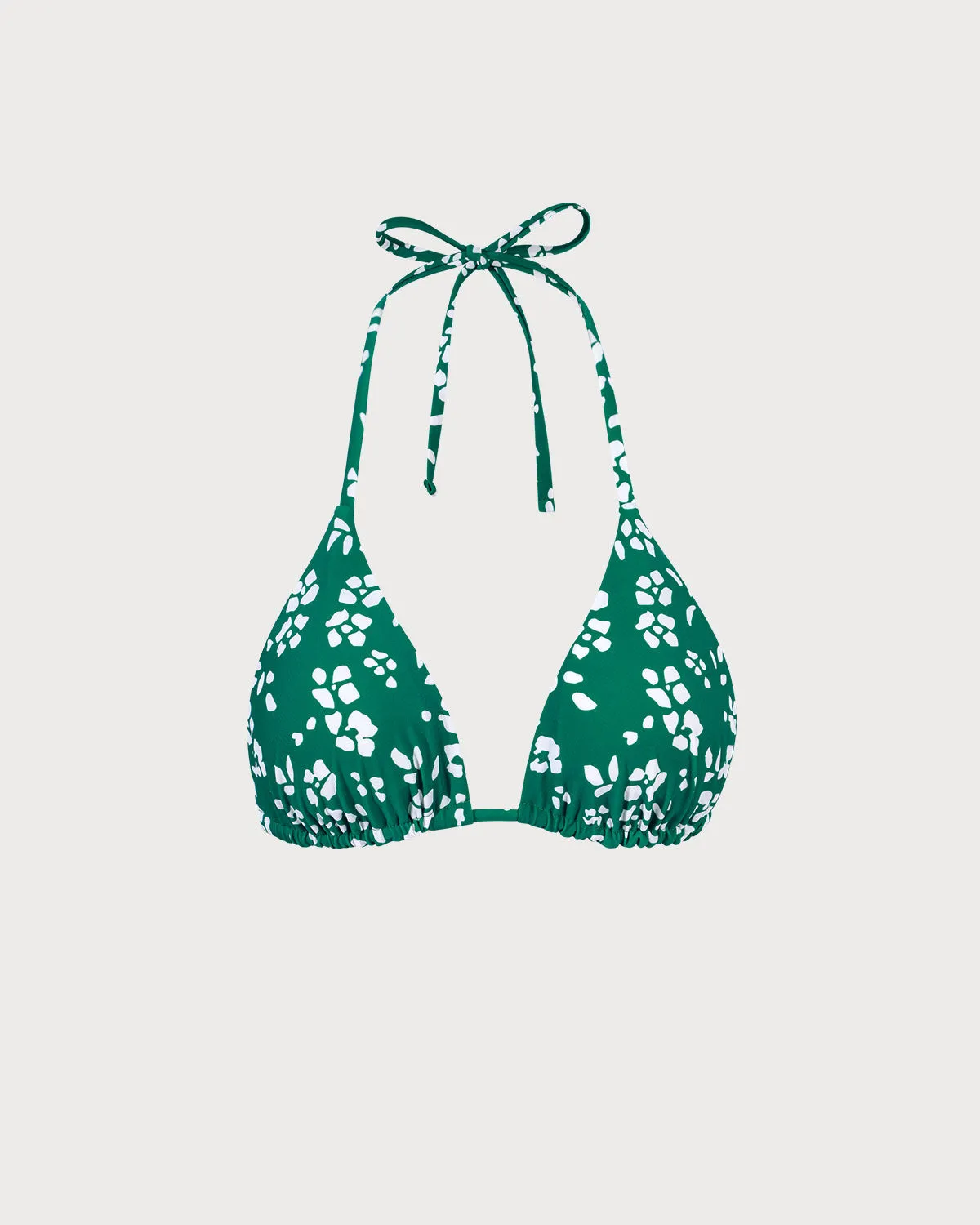 The Green Reversible Floral Triangle Bikini Top