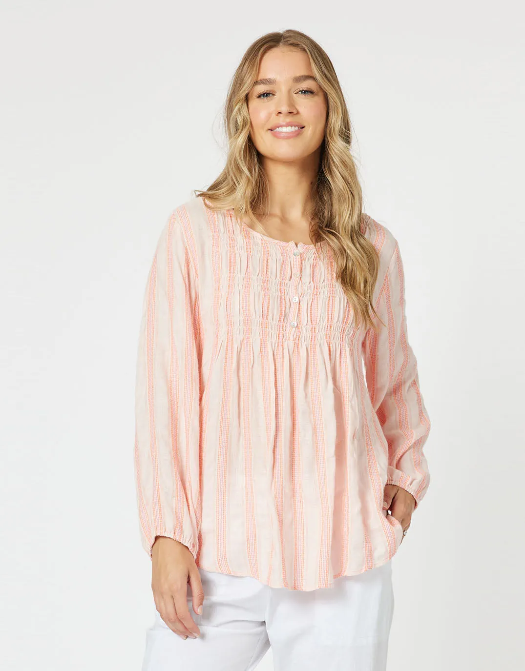 Venice Stripe Top - Papaya