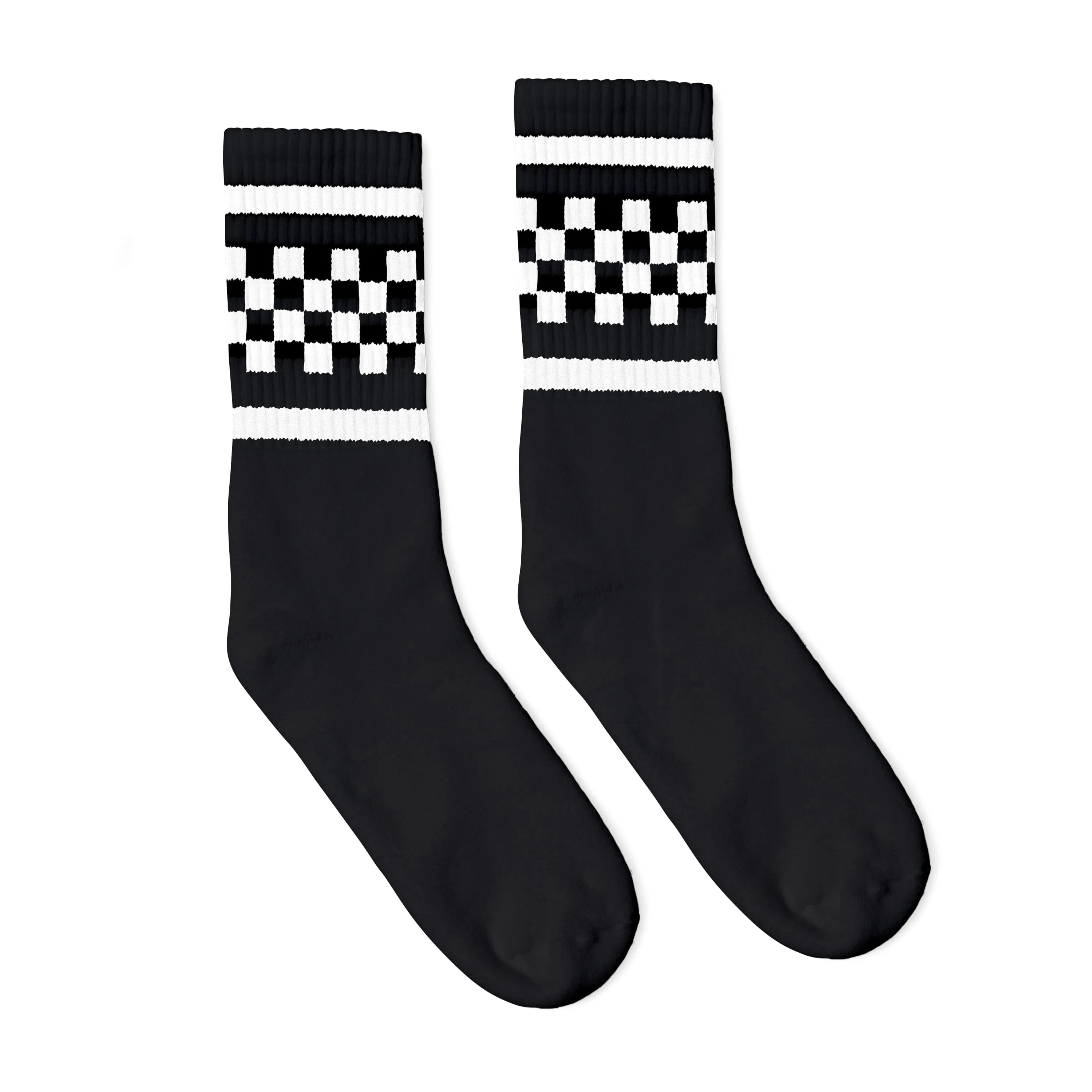 White Checkered Socks | Black