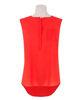 Women's Orange Collarless Sleeveless Shirt